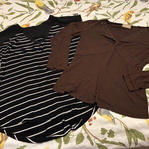 Two blouses - sleeveless & long sleeve size small preloved